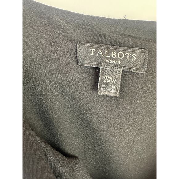 Talbots Ponte Shift Dress Fringe Pockets Black White Stretch Lined Plus Size 22W - Picture 10 of 11